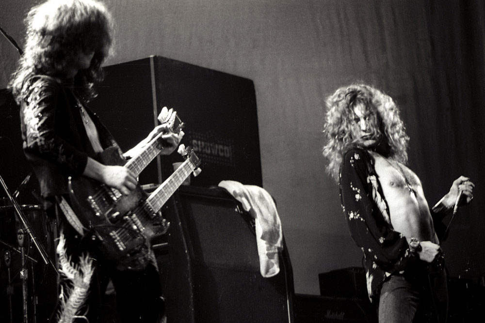 Jimmy Page and Robert Plant of Led Zeppelin in , (Photo by Lester Cohen/WireImage)
